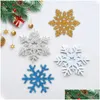 Décorations de Noël 20pcs Glitter Snowflake Arbre Pendentif Décoration Ornements Faux Patchs DIY Année Guirlandes Accueil Artisanat Drop Delive OTNWF