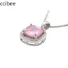 Pendentif Colliers Carré Rose Micro Ensemble Zircon Collier De Clavicule S925 Sterling Argent Minimaliste Ins Fille Coeur Style Accessoire