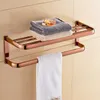 Towel Rings Rose Gold Double Towel Bars Bathroom Towel Ring Wall Mounted Bathroom Accessories Towel Rack Towel Ring Toilet Brush Soap Holder 240321