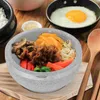 Bols Bol en pierre Bibimbap Ramen Noodle Cooker Pot coréen avec base pour soupe en bois