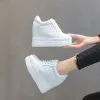 Stiefel Damen Chunky Sneakers geteilte Leder lässige Frauen Schuhe weiße schwarze Turnschuhe 2021 Frühling Herbst Hidden Heel Frau Chunky Schuhe