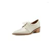 Sapatos de vestido primavera / outono mulheres split couro oxfords para dedo apontado bombas de salto robusto sexy senhoras preto