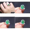 Cluster Rings Top Quality Emerald Ring Natural And Real 925 Sterling Sier For Women Engagement Gift Drop Delivery Jewelry Otpt2