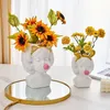 Nordic novidade menina soprando bolhas estatueta resina plantador potes interior desktop suculentas decoração vaso de flores decoração 240314