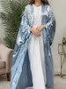 Etniska kläder Eid Party Abaya för kvinnor Ramadan Satin Bat Sleeve Caftan Cardigan Muslim Vestidos Largo Kaftan Islam Dubai Arab Long Robe