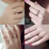 Ramos Classic 3 Rounds Ring Sets Women 14k Yellow Gold Wedding Engagement Female Finger Jewelry