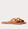 Summer Luxury Wear V Cut-Out Sandals Shoes Women Slide Flats Calfskin Leather Comfort Daily Walking Lady Beach Slippers Outdoor Flip Flops EU35-43
