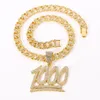 Pendentif Colliers Hommes Hip Hop 1000 Numéro Collier Miami Chaîne Cubaine Glacé Bling HipHop Mâle Mode Street Dance Bijoux