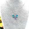Hänge halsband mode blå opal smycken dragonfly kvinnor