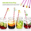 Engångskoppar Straws 10st Straw Covers Drinking Plugs Cartoon Tips Silikonskydd Toppers