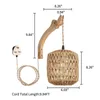 Wall Lamp Rustic Handwoven Shade Pendant Light With Wood Arm Adjustable Cord Sconce For Nursery Porch Hallway Bedside