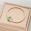 Charm Bracelets Fashion Delicate Imitation Pearl Tulip Flower For Women Elegant Cute Resin Floral Plant Aesthetic Jewelry