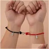 Pulseras de encanto 2 unids magnético de acero inoxidable dinosaurio colgante corazón pareja amante amigo hombres mujeres trenza cuerda brazalete gota entrega judío ot5my