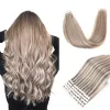 Extensions AW Mini Tape in Human Hair Extensions Straight Blonde Highlights Seamless Invisible Skin Weft Adhesive Tape In Real Human Hair