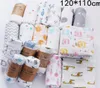 120110cm Infants Baby Newborn Muslin Blanket Cartoon Crawling Beach Towels Animal Floral Letters Print Swaddle Wrap Stroller Bedd5285580