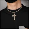 Collane con ciondolo Hip Hop 3A Cz Pietra pavimentata Bling Iced Out Cravatta Croce Pendenti Collana per uomo Rapper Gioielli Consegna goccia Othyu