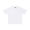 男性用コットンホワイトメタルデコレーションネックラインシャツ新しい2024夏の特大のOネックブラックホワイトトップシャツ女性FZ2403206