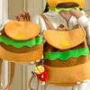 Ryggsäckväskor förälder-barn plysch mynt handväska tecknad hamburgare påse dagis skola barn pack hamburgare
