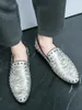 Casual Shoes 2024 Men's Gold Loafers Fashionable And Luxurious Full Rivet Flat