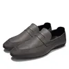 Chaussures décontractées faites à la main pour hommes, chaussures souples et confortables pour l'extérieur, à enfiler, en cuir véritable, à la mode