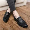 Chaussures décontractées à motif d'échelle pour hommes, mocassins en cuir formel noir pour affaires, bas de banquet, mocassins en relief