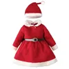 Robes décontractées Petite fille Costume de robe de Père Noël avec chapeau Tenue mignonne et confortable pour les fêtes de vacances Pos