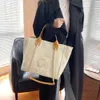 Bolsa de moda feminina bolsa de praia grande capacidade pérola bordado lona tote portátil alto sentido clássico corrente um ombro saco de compras
