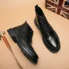 Botas British Style Platform Work Shoes Sapatos Brogue Men Boots Tamanho 3844