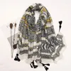 Lenços 90/180cm moda impressa lenço de algodão de linho macio xales abstrato floral borla viscose senhora de alta qualidade longo hijab