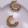 Dangle Earrings Hand-made C-shaped Rice Bead Female Ethnic