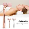 Gezichtsmassageapparaat Rozenkwarts 3D-roller V-gezicht liftend massageapparaat voor lichaam en gezicht Guasha natuurlijke jade roller schoonheidsmassage stick tool anti-rimpel 240321