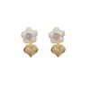 Bestselling Forest Style Sweet Dripping Oil Flower Metal Love Earrings for Women with High Grade Sense Personality Simplicity and Temperament