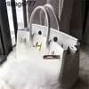 Genuine Leather Bk Cowhide Designer Handbag Lychee Grain on the First Layer Fashionable White Women's Fashion One W6bh handmade