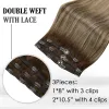 Extensies Volledig glanzend haar Clip-in hairextensions Echt haar 50g 3 stuks 100% echt remy-extensions van echt haar Ombre Blonde kleur Haarspelden