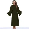 Festklänningar långärmad vinterhöst muslim islamisk klänning svart mjuk maxi flickor grossist med sidofickor