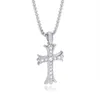 Chaopai Croix Heart Diamond Stainless Steel Pendant Hip Hop Cross Flower Versatile with Collar Chain for Men and Women