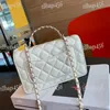 Portable Woc Women Designer Shoulder Bag 19cm Pearl Handle Vintage Flap Coin Purse Evening Clutch Matelasse Chain Luxury Handbag Evening Clutch Card Holder Borsa