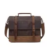 Saco 2024 Chegada À Prova D 'Água 15.6 "Laptop Mensageiro Homens Retro Crazy Horse Cinto De Couro Cera Canvas Business Bolsa Maleta