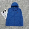 Summer Men's Sunbreaker Designer Jacket Hooded zipper Jacket Solid Color windbreaker Breathable Simple sport casual coat