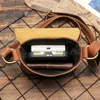 Bag Nesitu Highend Vintage Brown Black Blue Genuine Leather Mini Shoulder Men Women Messenger Bags For Phone Purse M3376