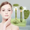 Massageador facial rolo de jade natural para facial guasha pedra natural corpo e pescoço massageador acuppoint cuidados com os olhos spa ferramenta de massagem massagem elevador facial 240321