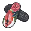 Slippers Winter Slipper Woman Man Fluffy Warm Bird Red Cardinal With Rose Berries House Shoes