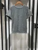 Kvinnors T-skjortor Gray T-shirt Kvinnor Rund hals Bright Silk Short Sleeve Ladies Fashion Tshirt Top 2024 Summer