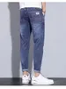 Мужские весенние и осенние беговые брюки в стиле хип-хоп с завязками, повседневные джинсовые джинсы, облегающие уличные брюки-шаровары для мужчин, брюки 240313