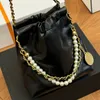 Classic Women 22bag Mini Designer Crossbody Bag Tote Luxury Diamond Pattern Double Letter Quilted Shoulder Vintage Genuine Leather Gold Chain Black Handbag