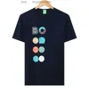 Camiseta de moda para hombre con estampado de letras, camiseta informal de verano con cuello redondo, Top transpirable multicolor