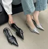 Bailamos zupełnie nowe kobiety sandałowe moda klamra panie elegnat spiczasty palca na buty slingback cienki med mole rozmiar 35-41
