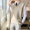 Kamizelki męskie 2024 Kamizelka swetra jesiennego Sweter Retro w stylu nutka wełniane wełniane koreańskie ubrania Swetery S-3xl