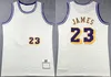 Mens LeBron James Retro Basketball Throwback Jersey Vintage 스포츠 팬을위한 23 셔츠 팀 컬러 Black White Green Yellow Purple All Stitched Good/Top