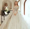 Romantic Ball Gown Wedding Dresses Lace Pearls Off Shoulder Layered Pleat Backless Lace Up Court Gown Custom Made Bridal Plus Size Vestidos De Novia